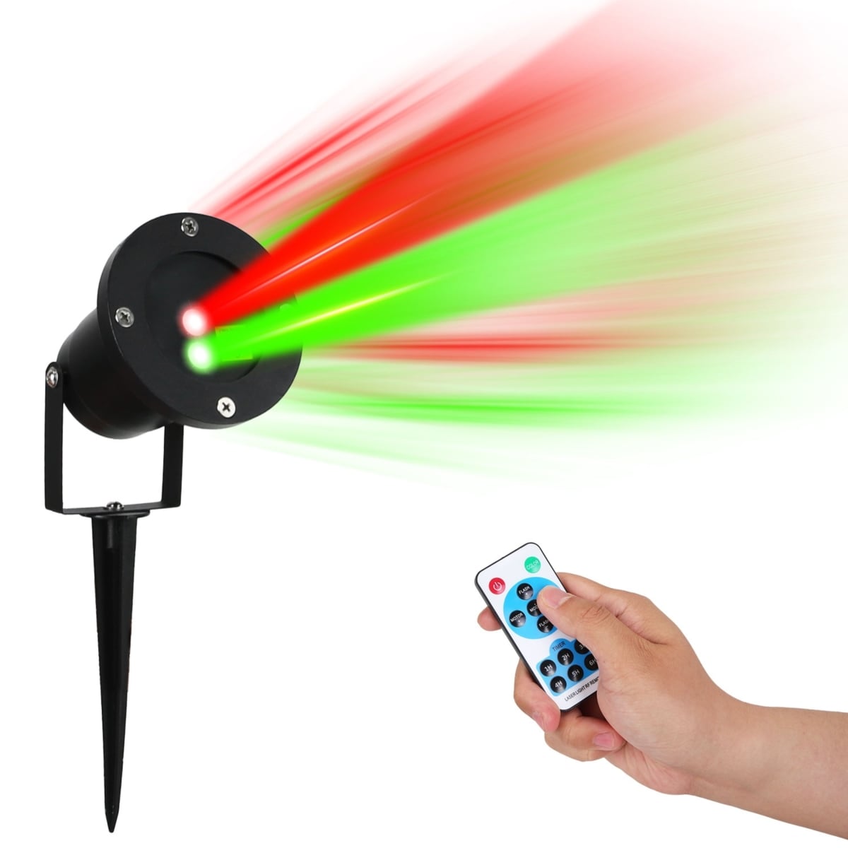 FFF-GPCT5317 Outdoor Laser Projector Light Red & Green Projection Light with 3 Modes 12 Speeds 6 Hours Timer IP44 Waterproof Firefly - Black