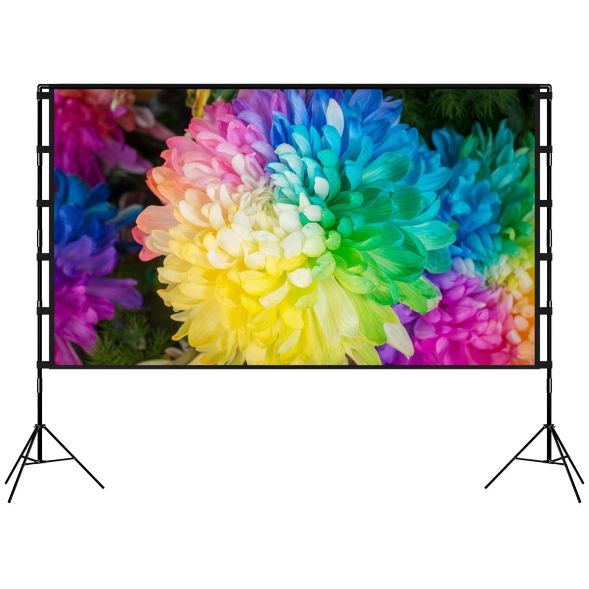 FFF-120IN-GPCT5477 120 in. Projector Screen with Stand 16-9 4K HD Rear Front Wrinkle-Free Portable & Foldable Movie Screen - Black