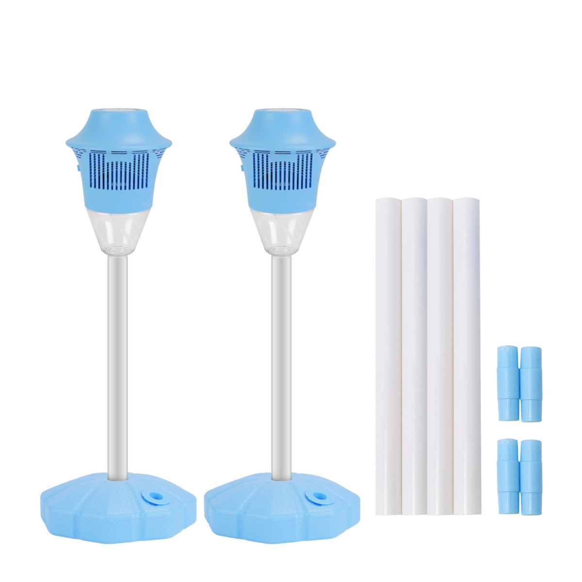 3-in-1 Standing Bubble Machines with Colorful Lights & Music Rechargeable Bubble Maker Stands with 2 Modes 3 Adjustable Height - Blue - Pack of 2