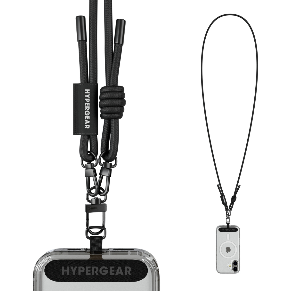 HPG-16282-HYP TechCessories Black Braided Rope Universal Crossbody Phone Strap