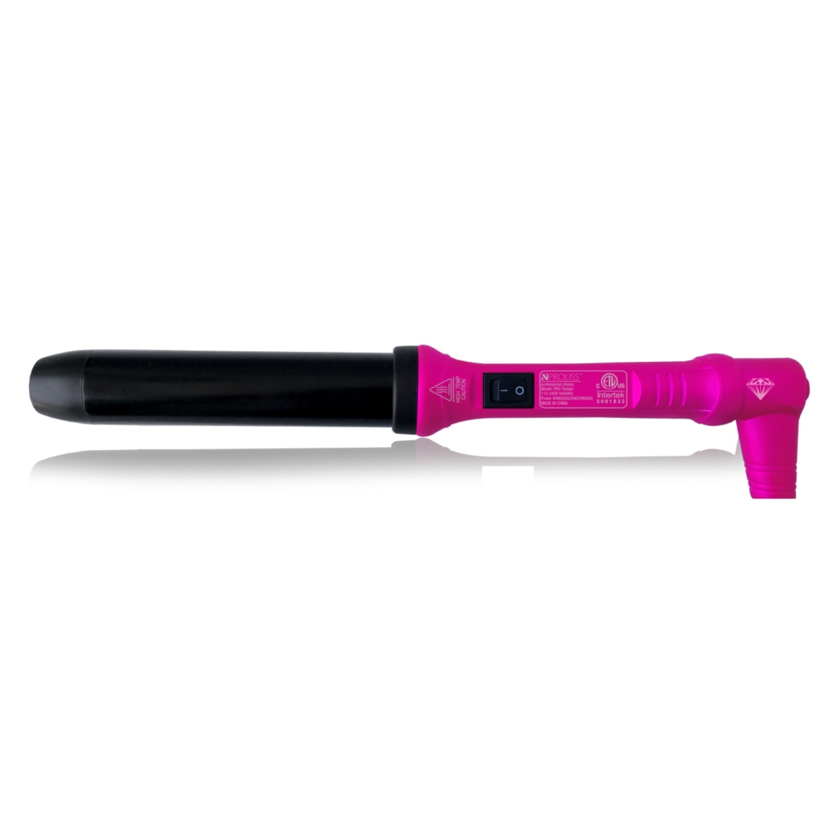 Picture of Proliss PRODCTWPNK32-117DC The Twister - 32mm Digital Tourmaline-Infused Ceramic Pro Curling Wand w/ Cool Tip - Diamond Collection - Metallic Pink