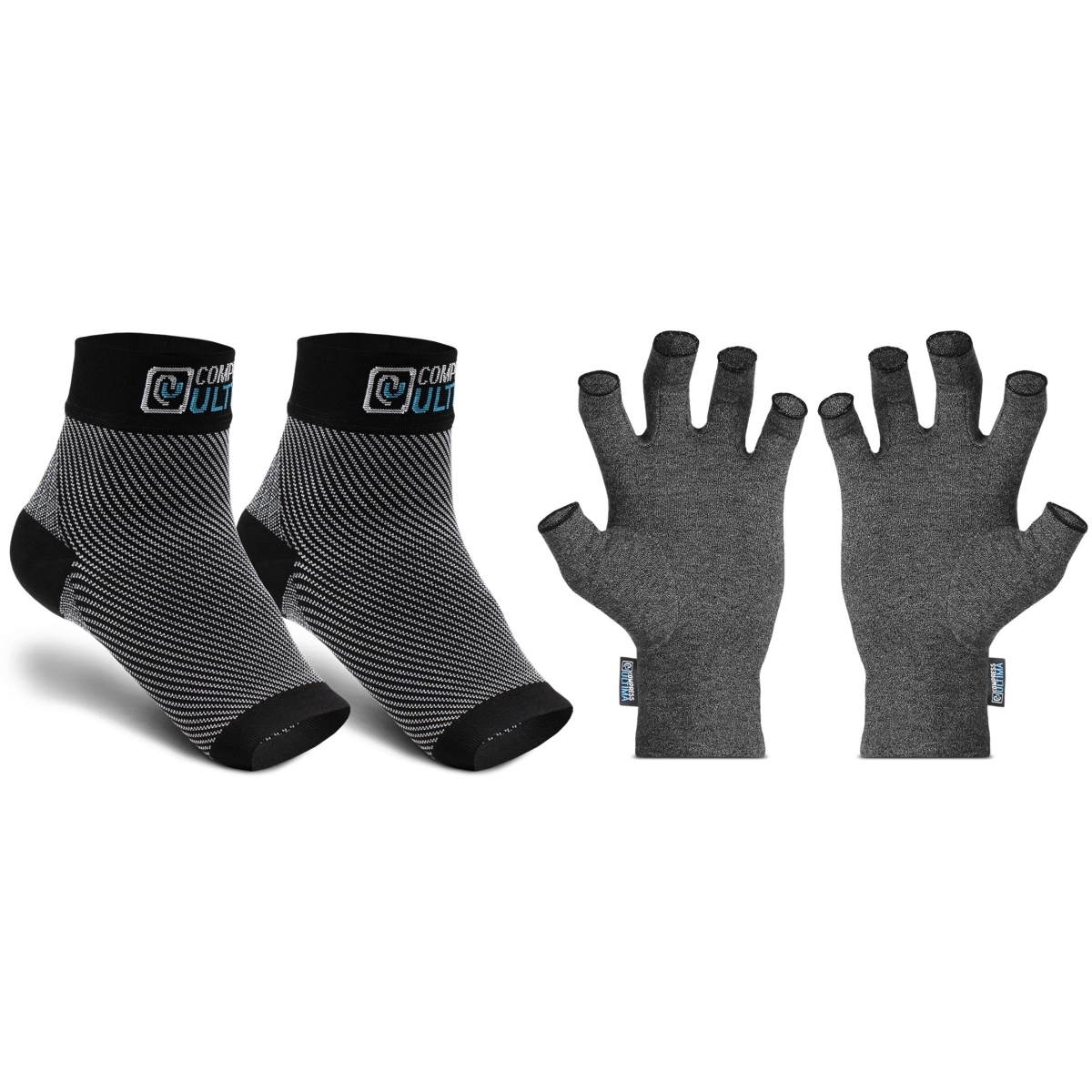 Picture of RelaxUltima CU-SCKSGLVS-L CompressUltima Compression Socks & Gloves Set - Large