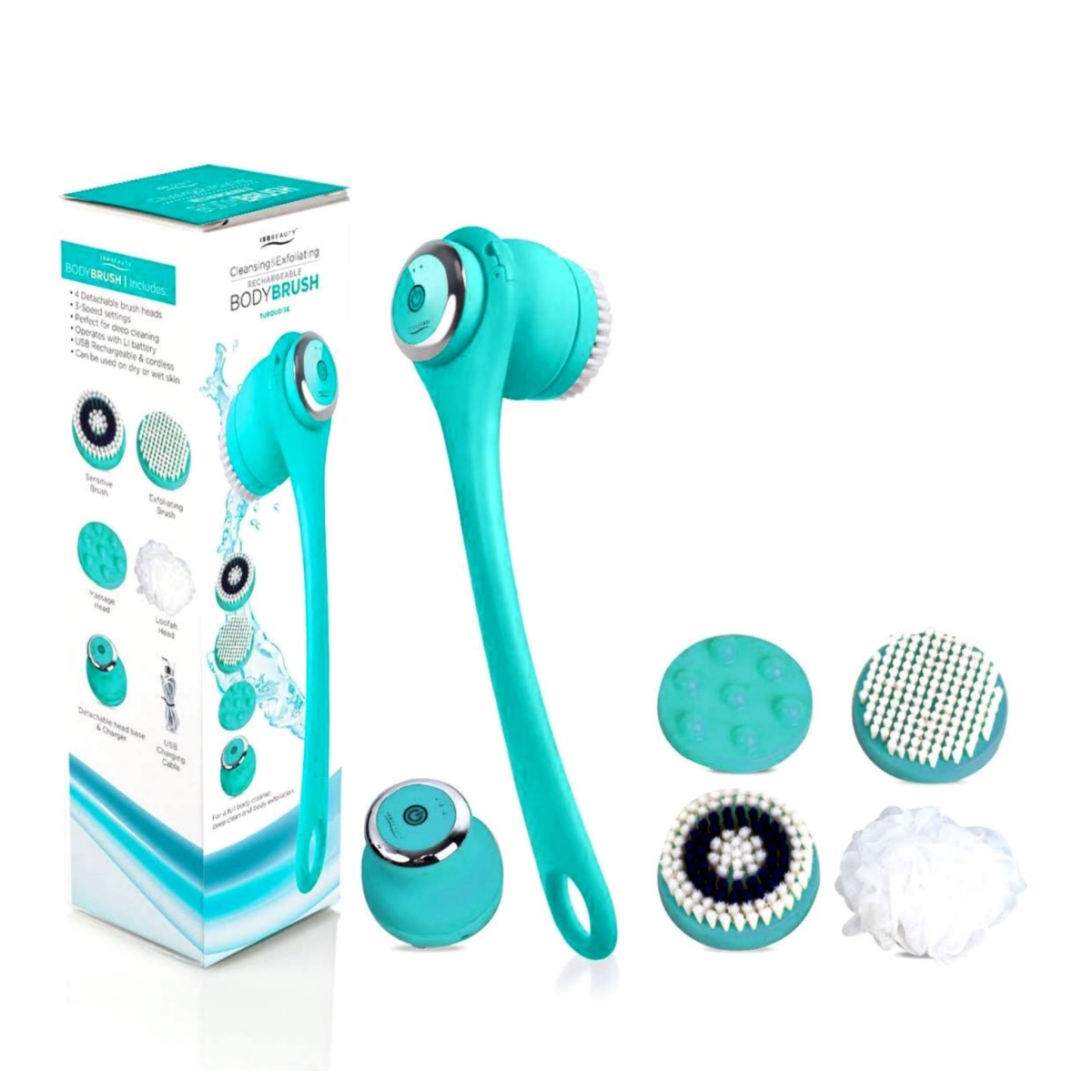 Cleansing & Exfoliating Rechargeable All-in-1 Body Brush - Turquoise
