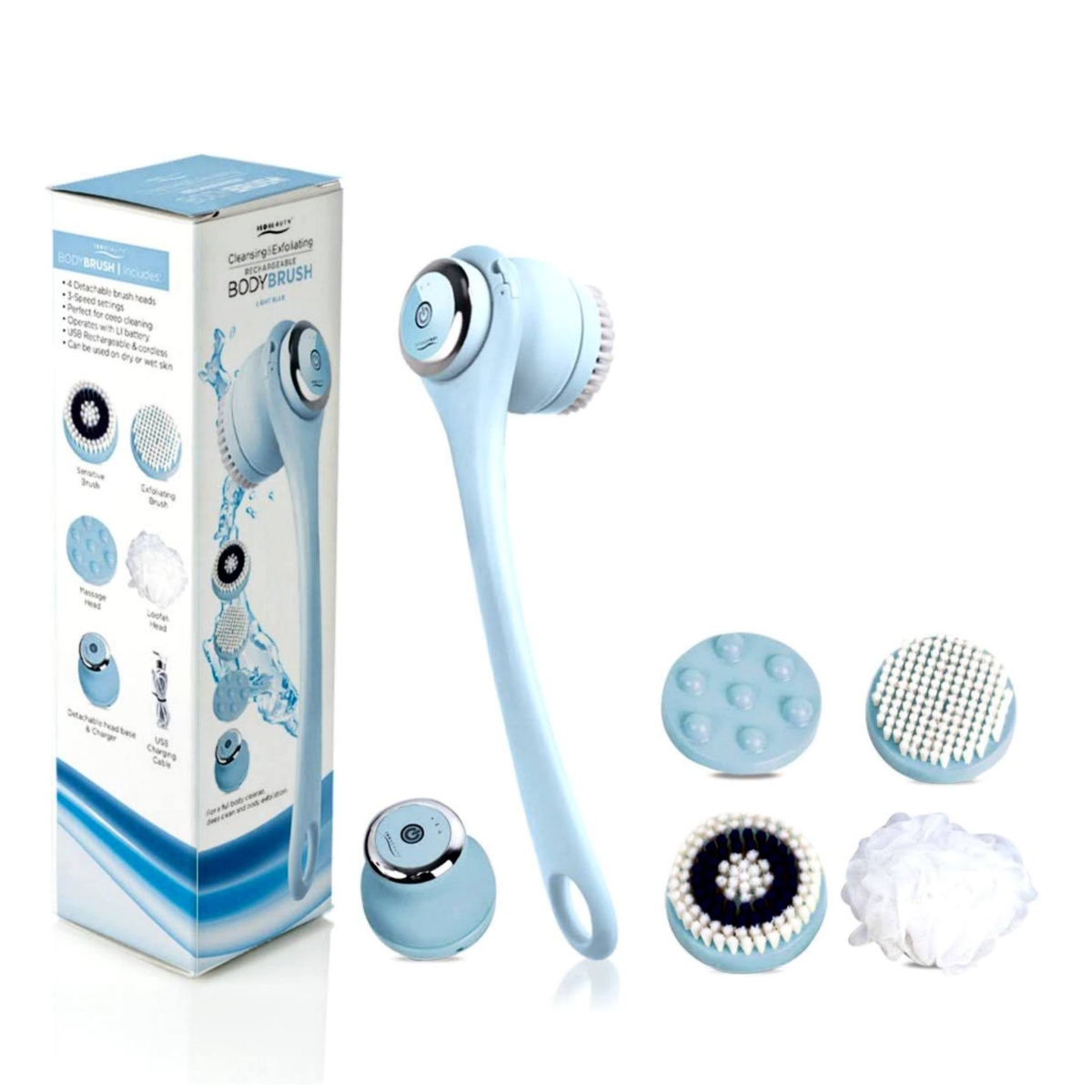 Cleansing & Exfoliating Rechargeable All-in-1 Body Brush - Light Blue