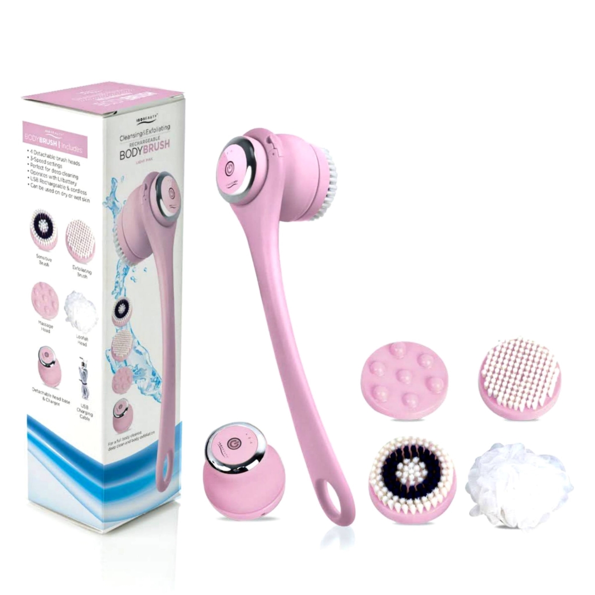 Cleansing & Exfoliating Rechargeable All-in-1 Body Brush - Light Pink