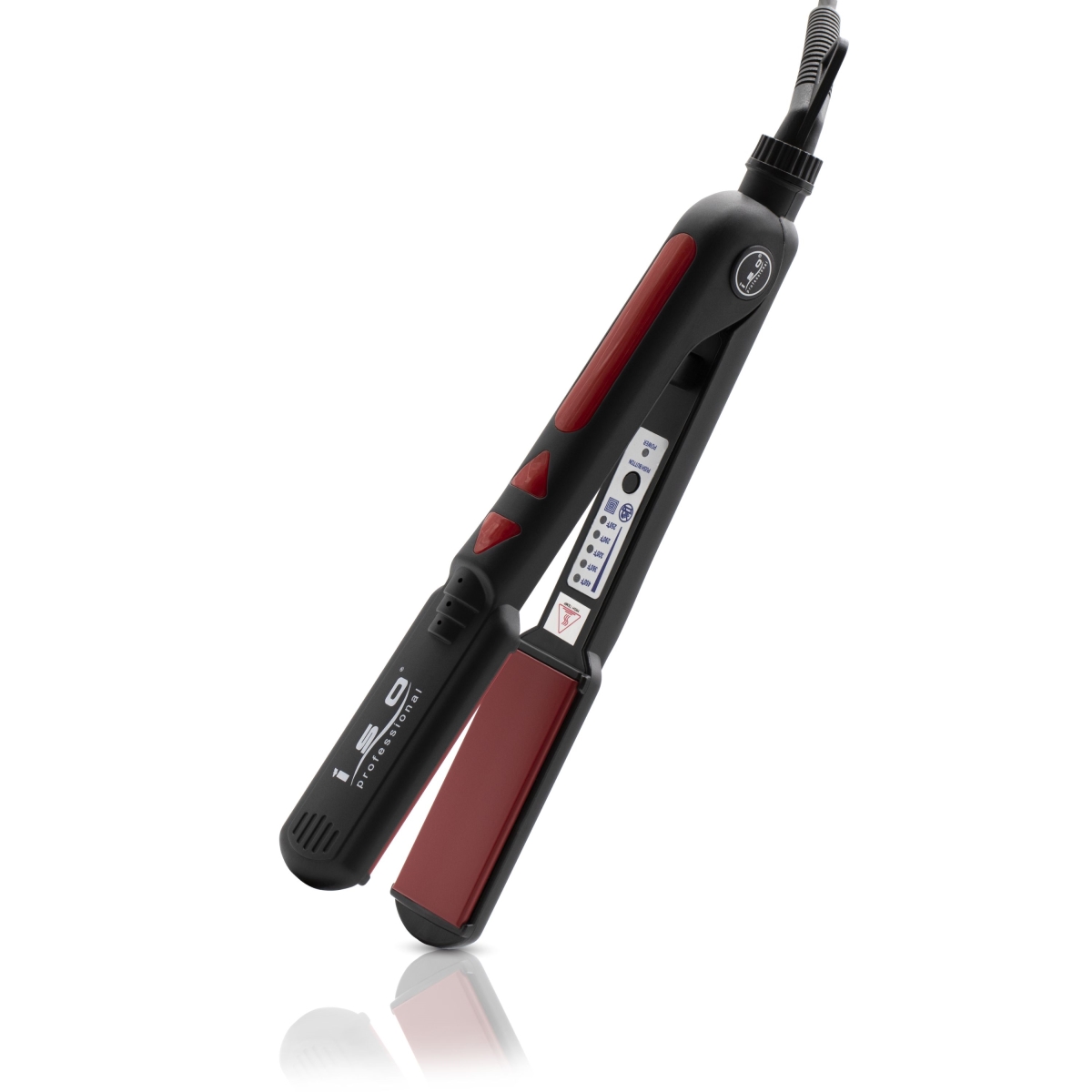 Taichi 1.5' Tourmaline-Infused 100% Solid Ceramic Flat Iron - Red & Black