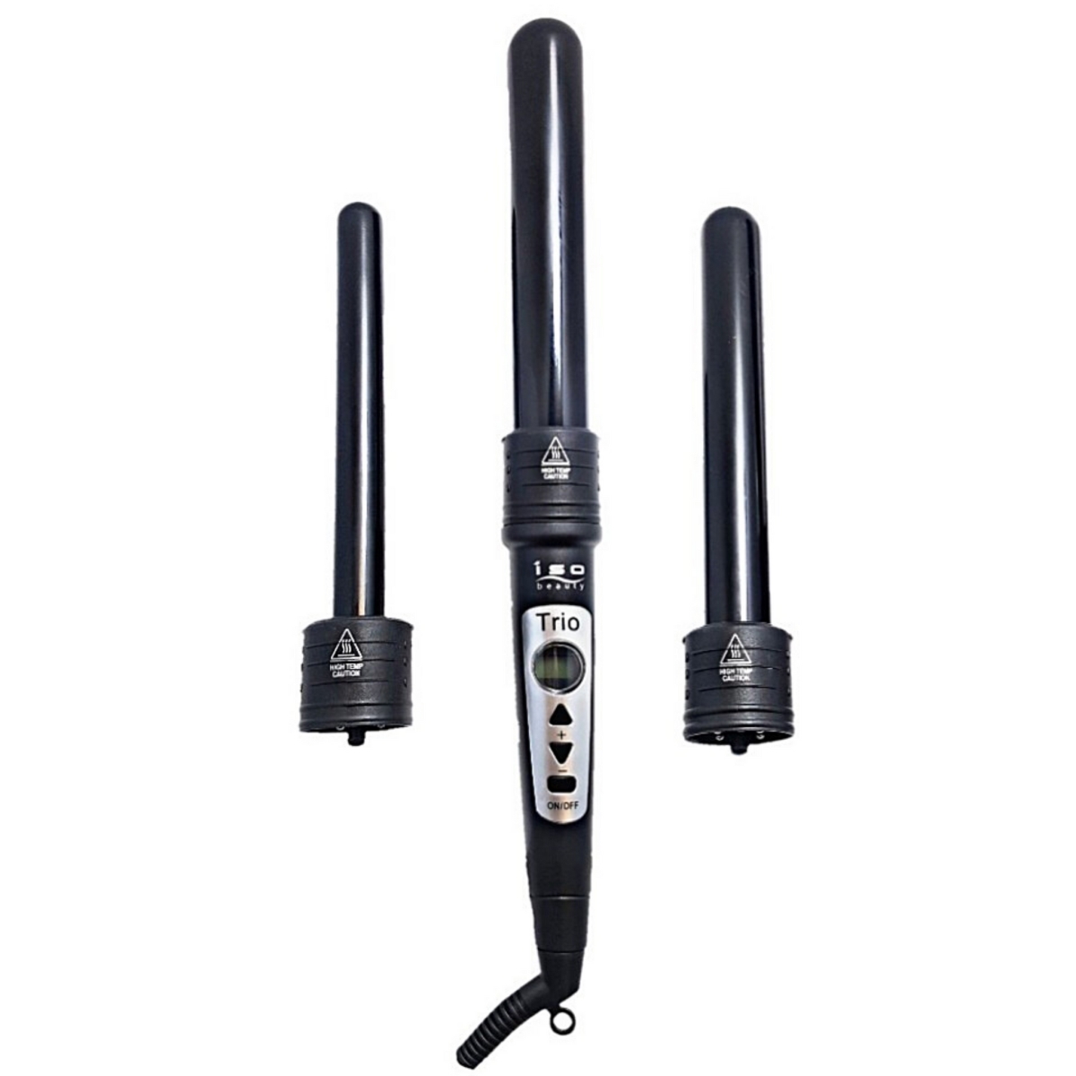 Trio 3-in-1 Interchangeable Professional Tourmaline-Infused Ceramic Curling Set - Black