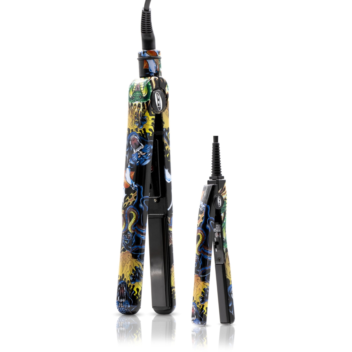 Black Dragon Tattoo Duo 1.25' & 0.5' 100% Ceramic Ultra-Smooth Flat Iron Set - Black Tattoo
