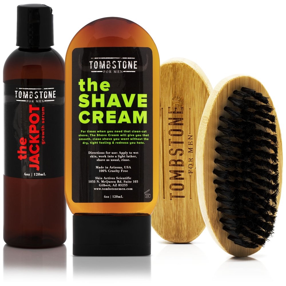 Picture of Tombstone for Men TMB-SET-9 The Jackpot KGF Vegan Hair Growth Serum & The Shave Cream Kit w/ The Beard Brush