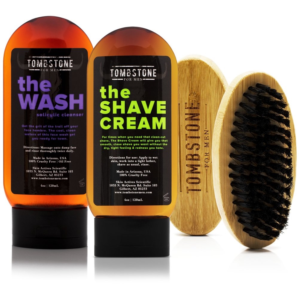 Picture of Tombstone for Men TMB-SET-14 The Wash Salicylic Cleanser & The Shave Cream Set w/ The Beard Brush
