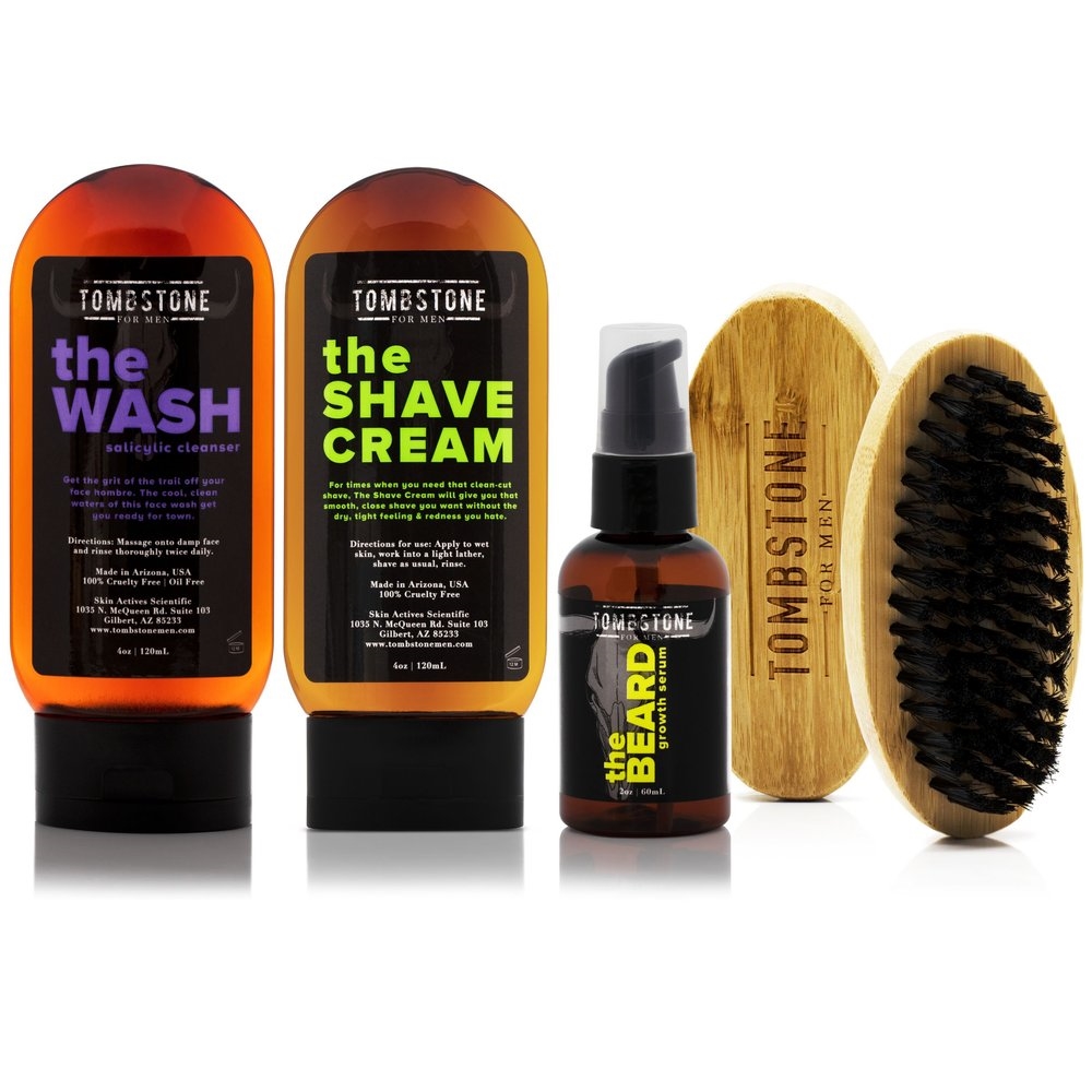 Picture of Tombstone for Men TMB-SET-25 The Tamed Beard Ultra Beard Care Set - The Wash&#44; The Shave Cream&#44; The Beard&#44; & The Beard Brush
