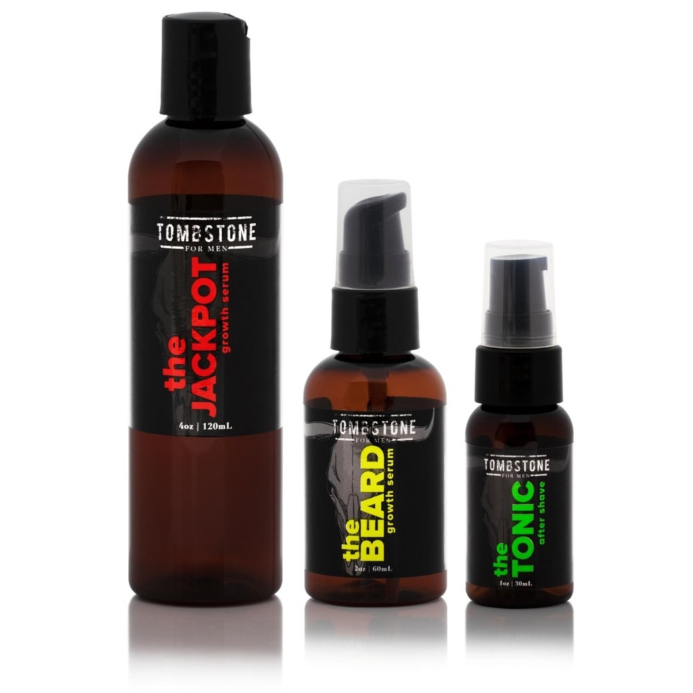 Picture of Tombstone for Men TMB-JKPT-TNC-BRDS The Ultimate KGF Hair & Beard Growth Serum Set w/ The Tonic After Shave