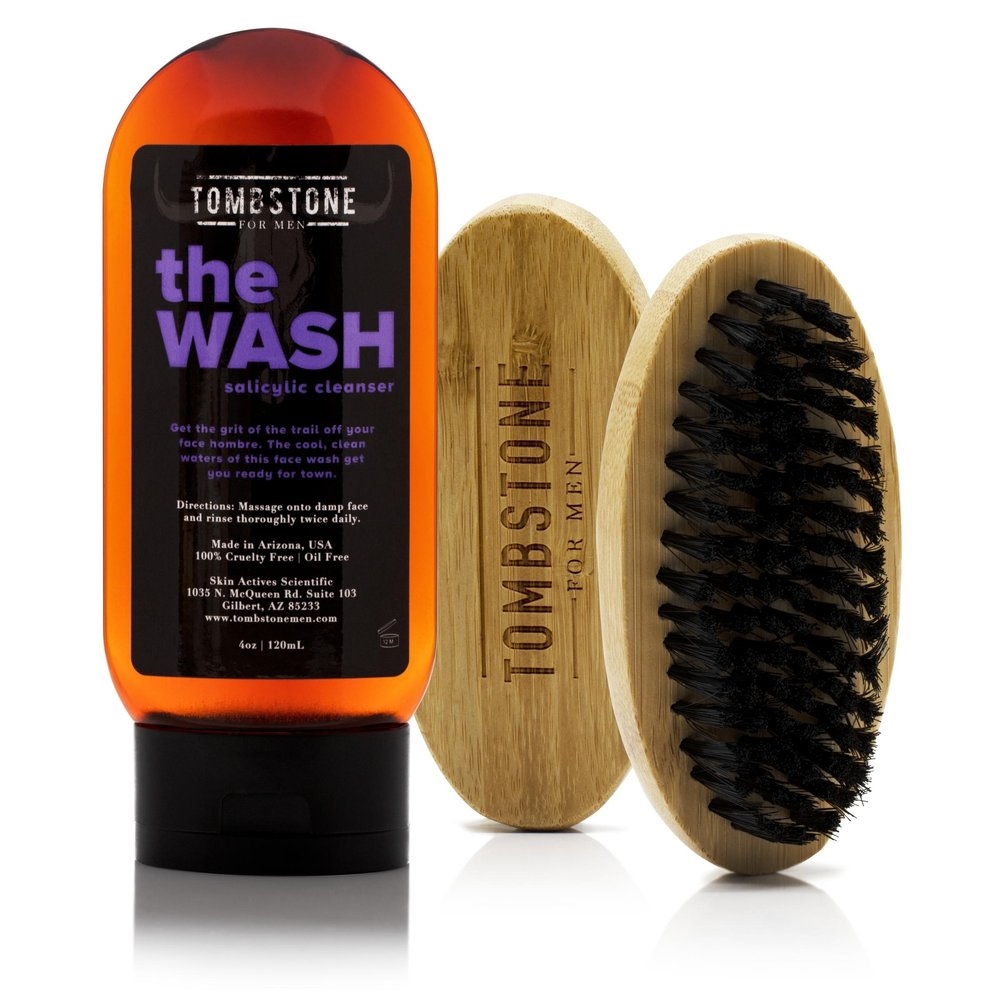 Picture of Tombstone for Men TMB-WSH-BRU The Wash Vegan Oil-Free Salicylic Cleanser & The Beard Brush Set