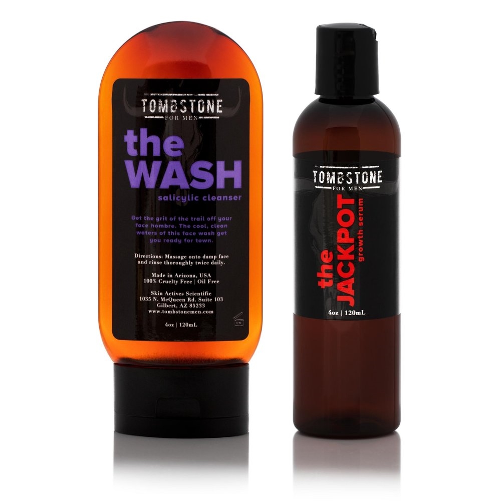 Picture of Tombstone for Men TMB-JKPT-WSH The Wash Salicylic Cleanser & The Jackpot KGF Hair Growth Serum Set - All Vegan
