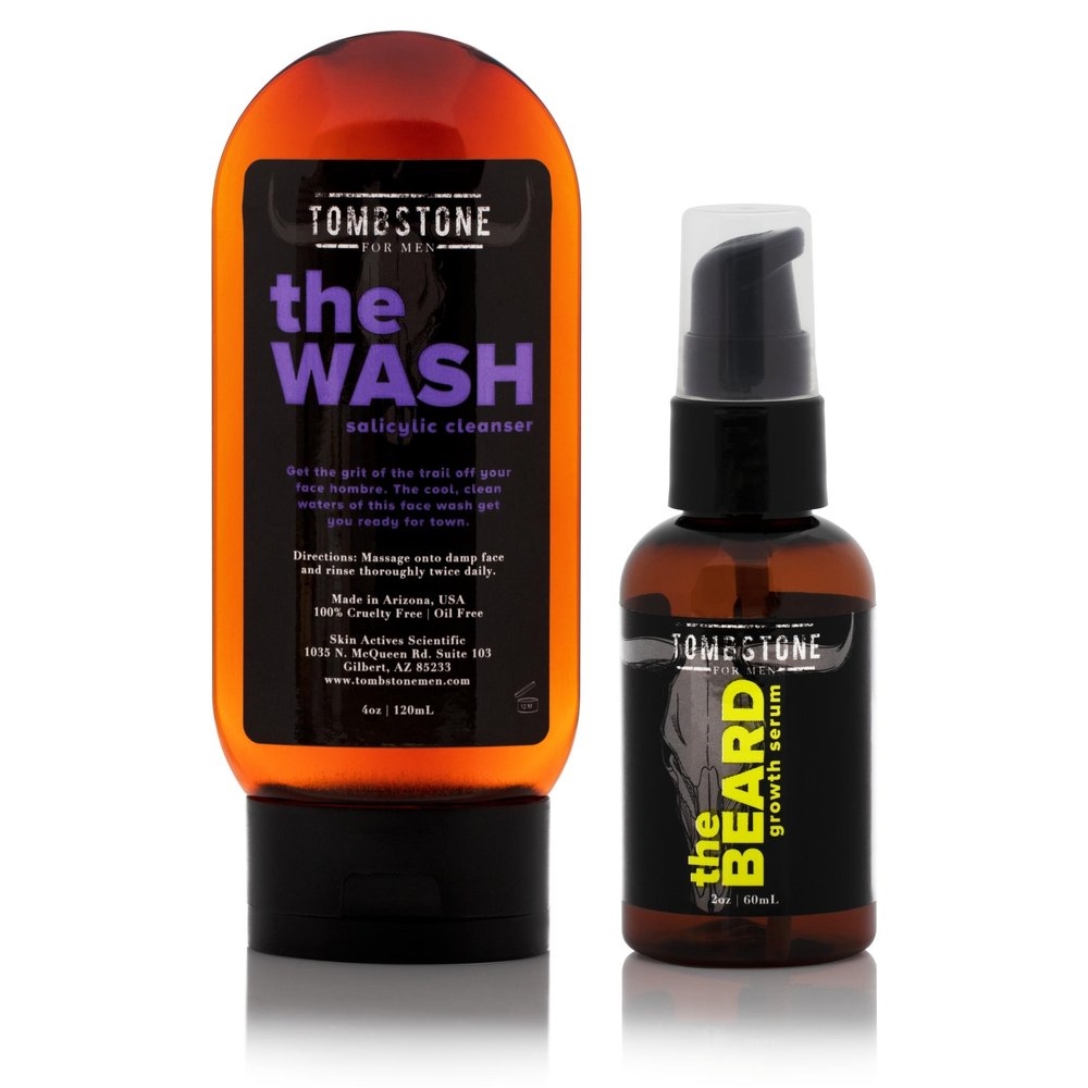 Picture of Tombstone for Men TMB-BRDS-WSH The Wash Salicylic Cleanser & The Beard KGF Beard Growth Serum Set - All Vegan