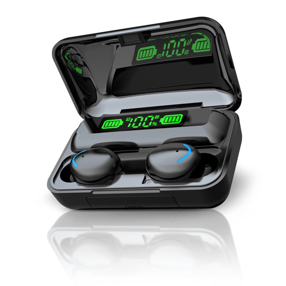 Flux 7 TWS Earbuds W/ Wireless Charging Case & Power Bank - Black