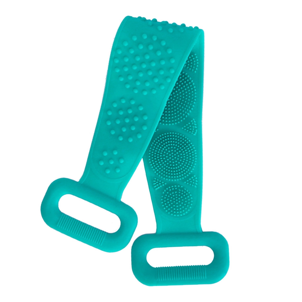Picture of Fresh Fab Finds FFF-Green-GPCT2509 Exfoliating Silicone Body Scrubber Belt with Massage Dots - Shower Strap Brush with Adhesive Hook