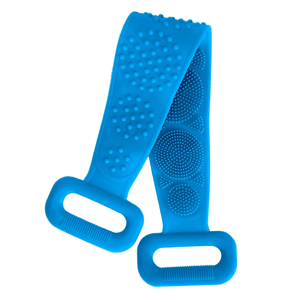 Picture of Fresh Fab Finds FFF-Blue-GPCT2509 Exfoliating Silicone Body Scrubber Belt with Massage Dots - Shower Strap Brush with Adhesive Hook