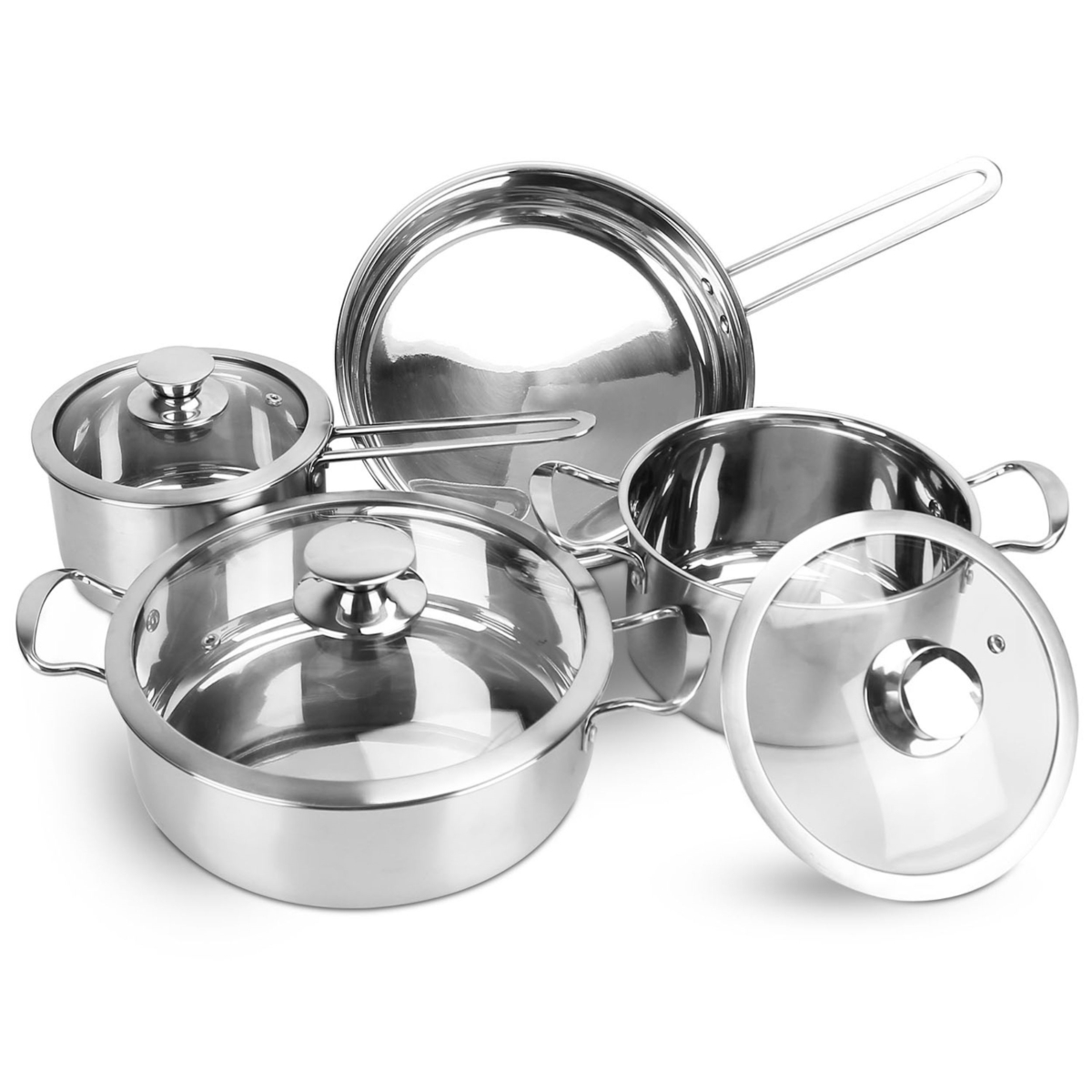 Picture of Fresh Fab Finds FFF-GPCT3488 Induction Cookware Set: Stainless Steel&#44; Fast Heat&#44; Dishwasher Safe&#44; 5-Piece