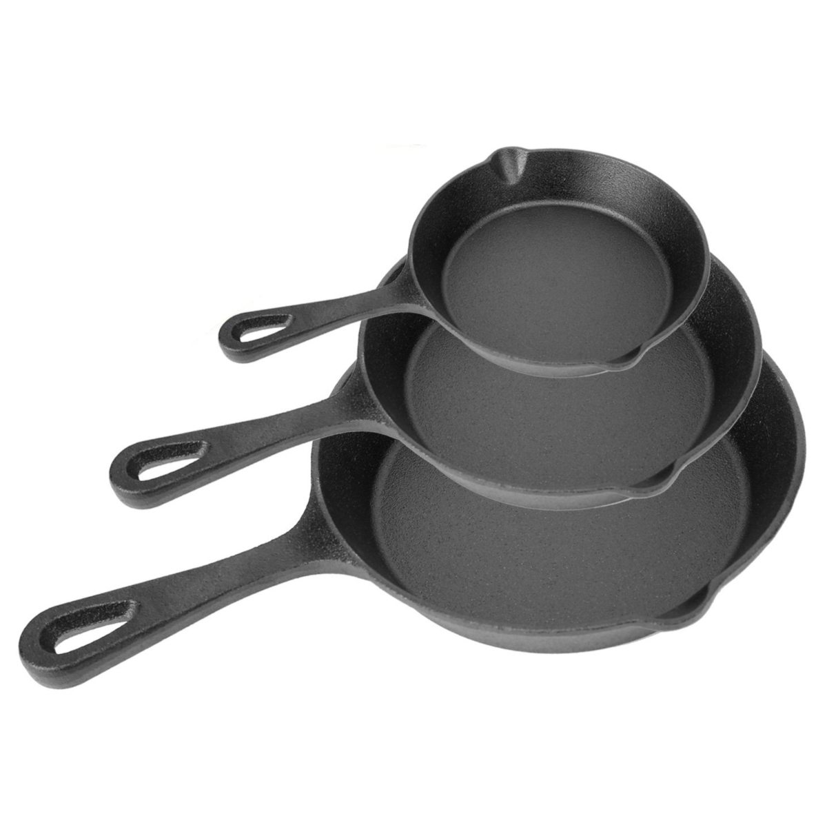 Picture of Fresh Fab Finds FFF-GPCT2344 3-Piece Pre-Seasoned Cast Iron Skillet Set - Non-Stick&#44; Oven Safe&#44; Heat-Resistant Frying Pans