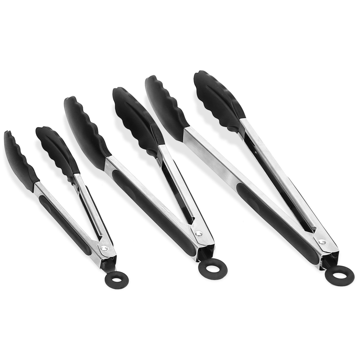 Picture of Fresh Fab Finds FFF-GPCT2310 3-Piece Stainless Steel Locking Food Tongs Set with Silicon Tips - BPA Free&#44; Non-Stick&#44; High Heat Resistant