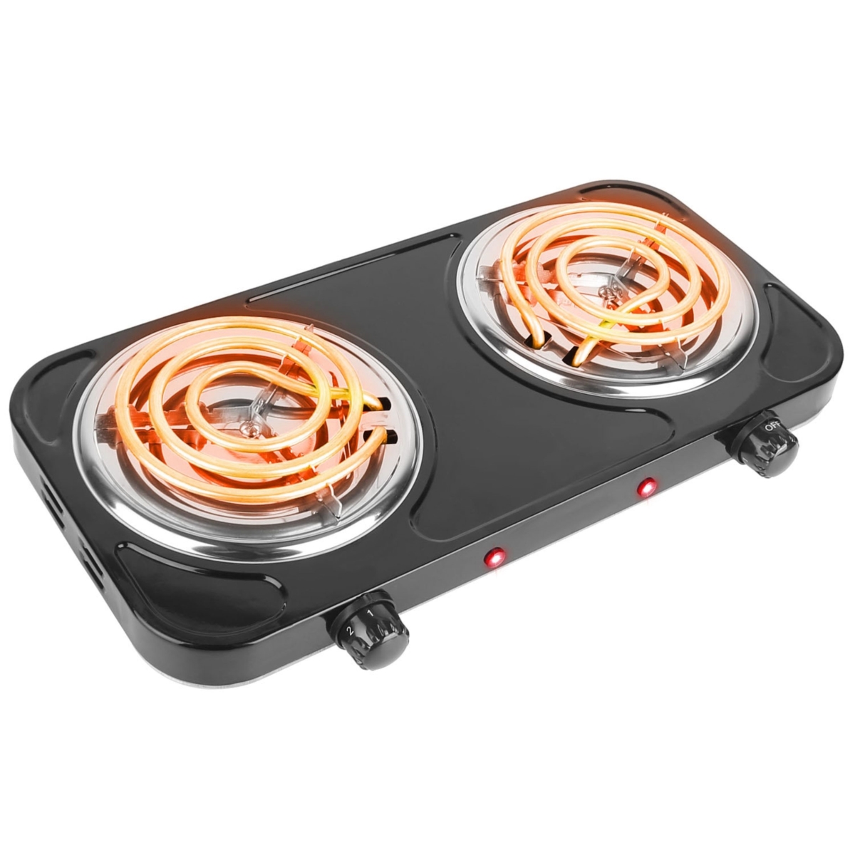 Picture of Fresh Fab Finds FFF-2BurnerBlack-GPCT3890 Portable 2000W Double Burner Hot Plate Stove - Non Slip Feet, 5 Temp Adjustments