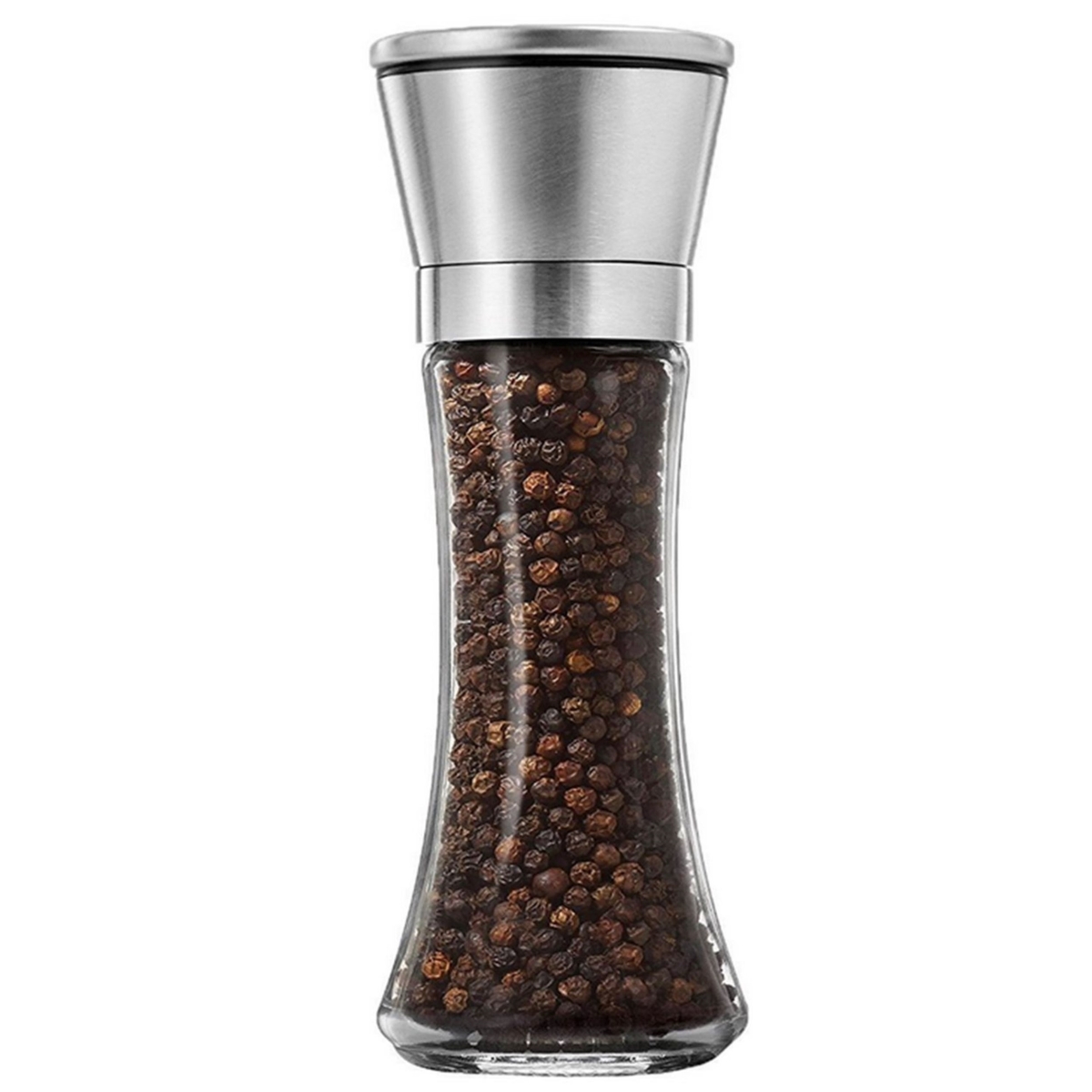 Picture of Fresh Fab Finds FFF-GPCT2792 Stainless Steel Salt Pepper Grinder - Glass Mill with Adjustable Coarseness (2 Pack)