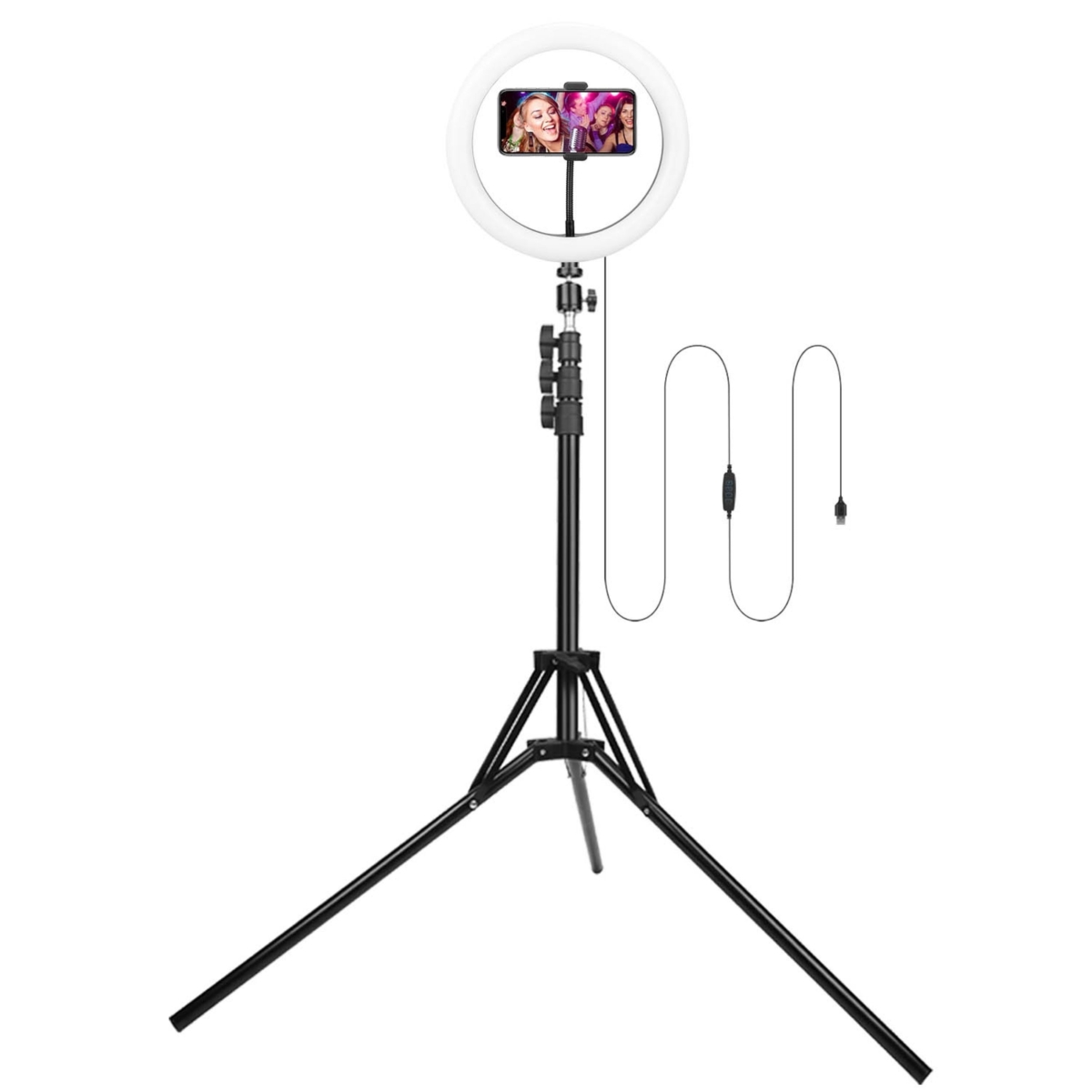 Picture of Fresh Fab Finds FFF-GPCT2348 10in LED Selfie Ring Light - Dimmable&#44; 120 LEDs&#44; Adjustable Tripod Stand&#44; Cell Phone Holder - Perfect for YouTube Videos/Live Streams