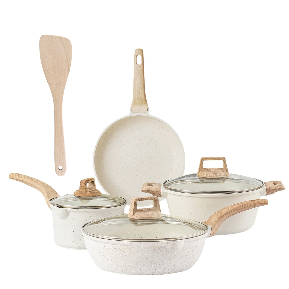 Picture of Fresh Fab Finds FFF-GPCT4302  Home Kitchen Set: White Nonstick Granite&#44; Even Heat&#44; Induction Ready&#44; Dishwasher Safe