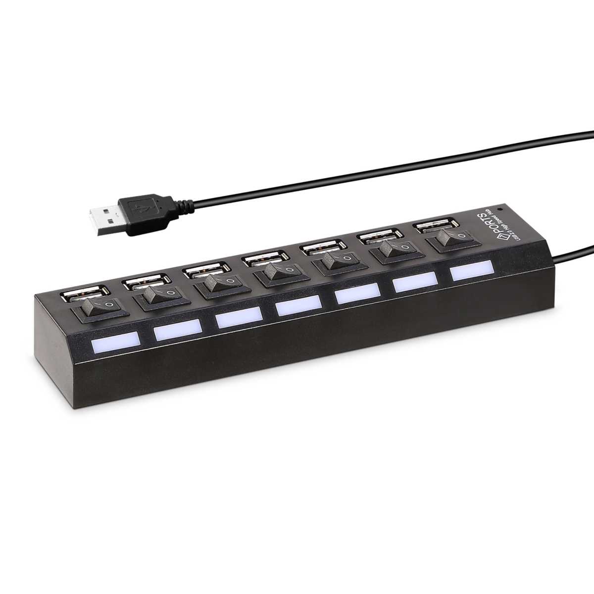 FFF-GPCT450 7 Port USB 2.0 Hub - High Speed Multiport with Individual Switches and LEDs -  Fresh Fab Finds