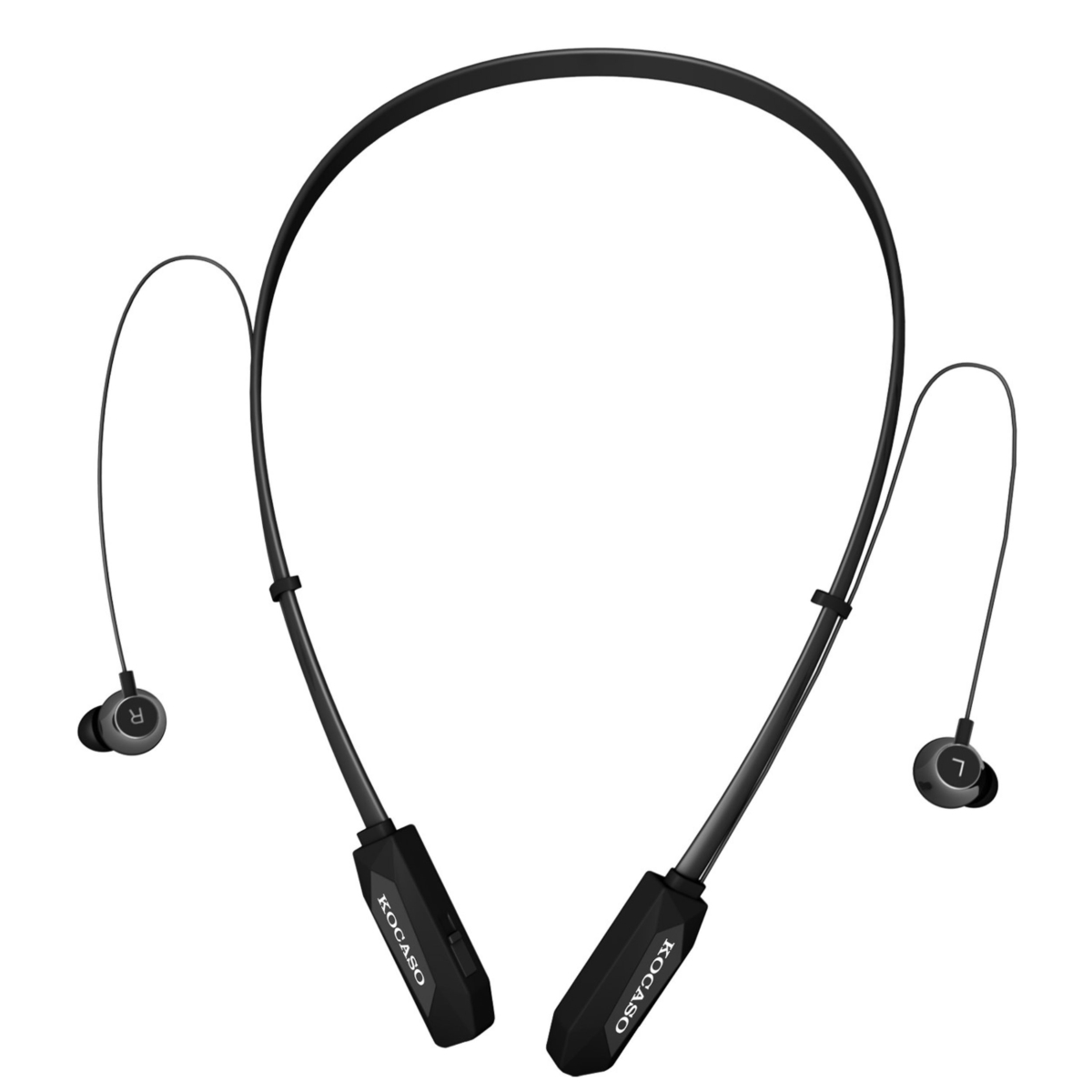 FFF-Black-GPCT1048 15Hrs Wireless Neckband Headphones - Sweat-proof Sport Earbuds with Deep Bass, Mic - In-Ear Magnetic Neckbands