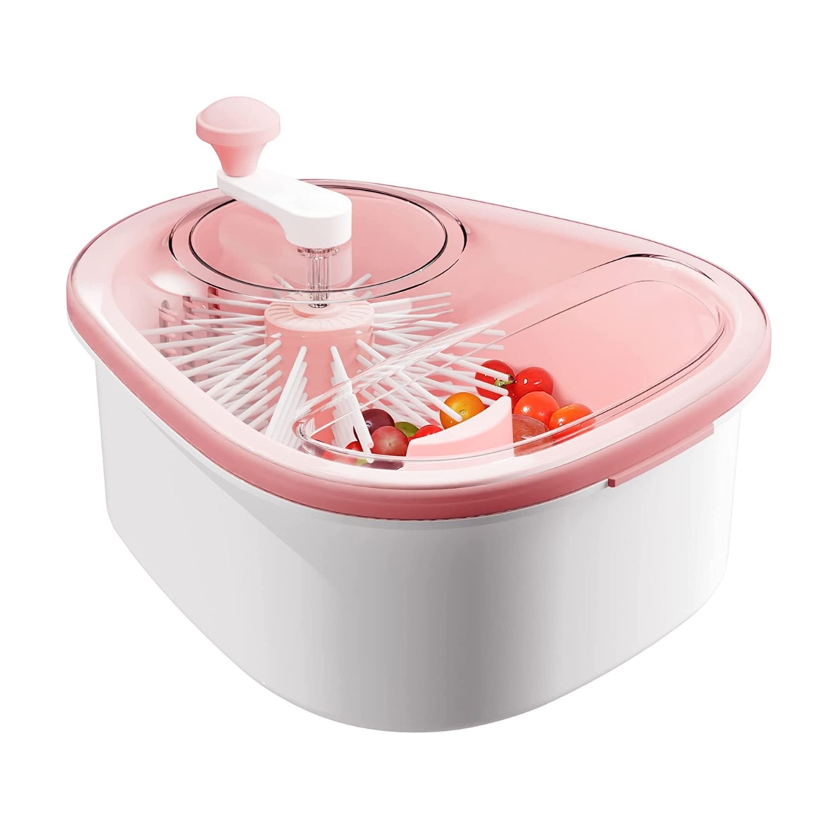 Picture of Fresh Fab Finds FFF-Pink-GPCT4211 Salad Spinner with Brush - Hand Crank Fruit & Vegetable Cleaning Device - Kitchen Gadget