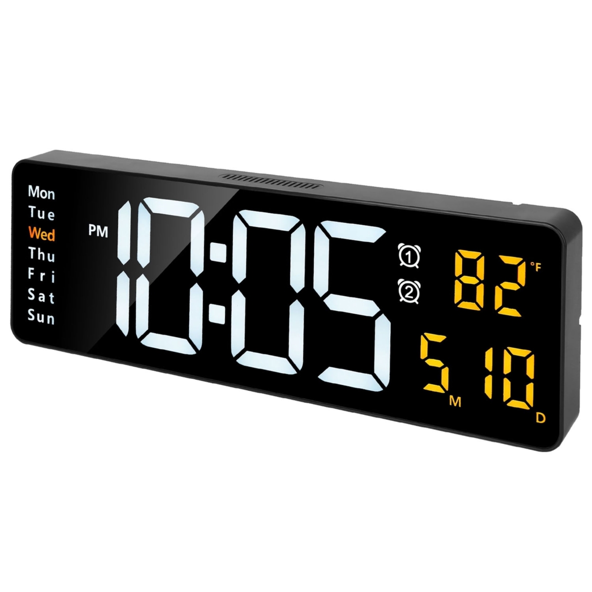 FFF-GPCT4022 LED Wall Clock with Remote Control - 15.7in, 10 Brightness Levels, 3 Alarms, Countdown, Calendar