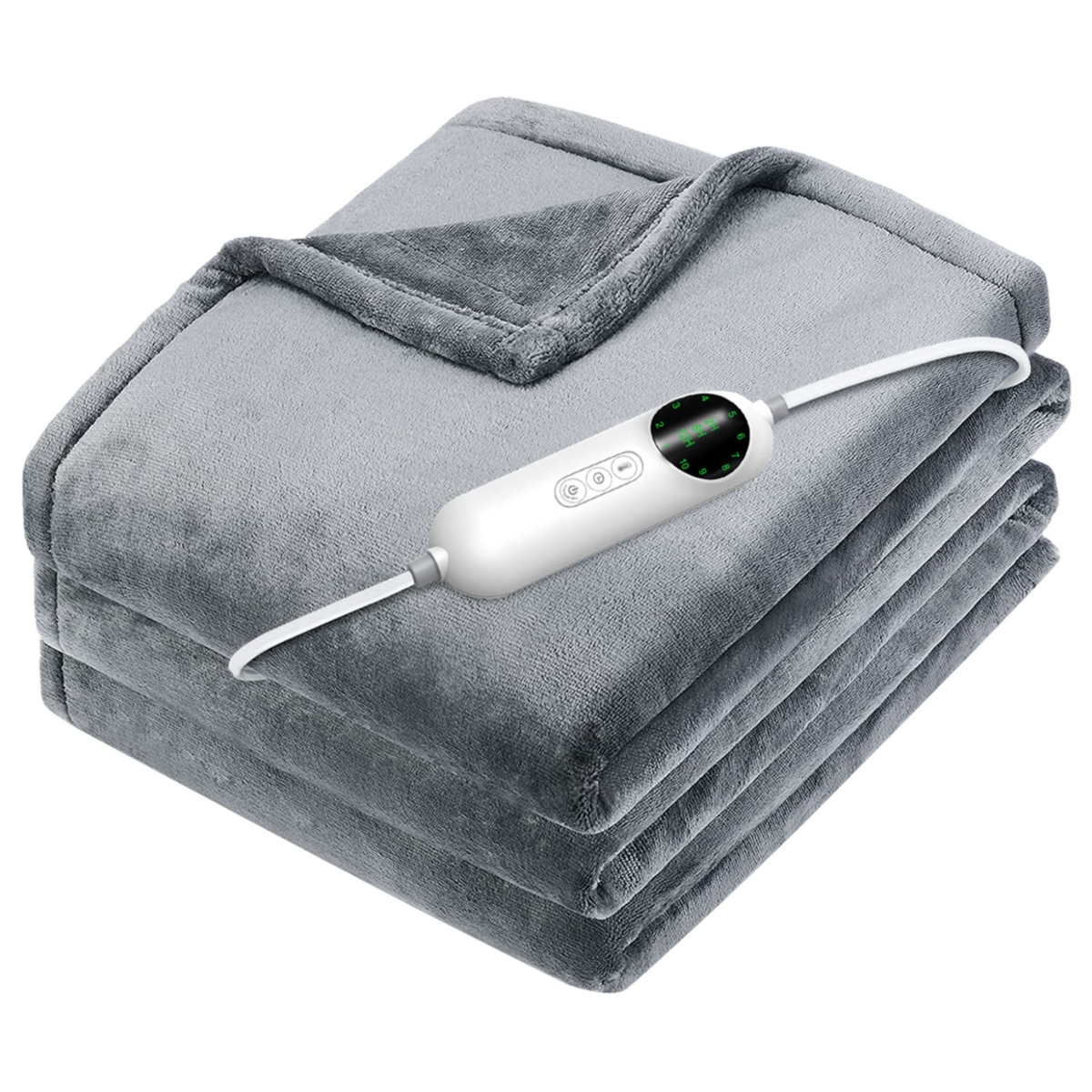 Picture of Fresh Fab Finds FFF-180_150CM-GPCT3816 Flannel Heated Blanket - 10 Heat Settings&#44; Auto Off&#44; Washable - Home & Office - 59x71in