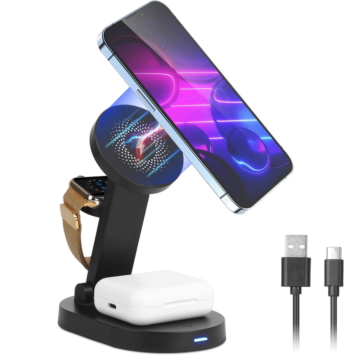 4-in-1 Magnetic Wireless Charger: 15W Fast Charging Stand for iPhone 13/12 Pro Max, iWatch, AirPods -  Pcordenador personal, PC3738261