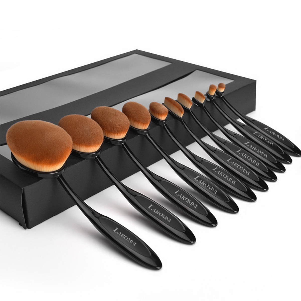 Picture of Fresh Fab Finds FFF-GPCT803 Oval-Shaped Makeup Brush Set&#44; Black - 10 Piece