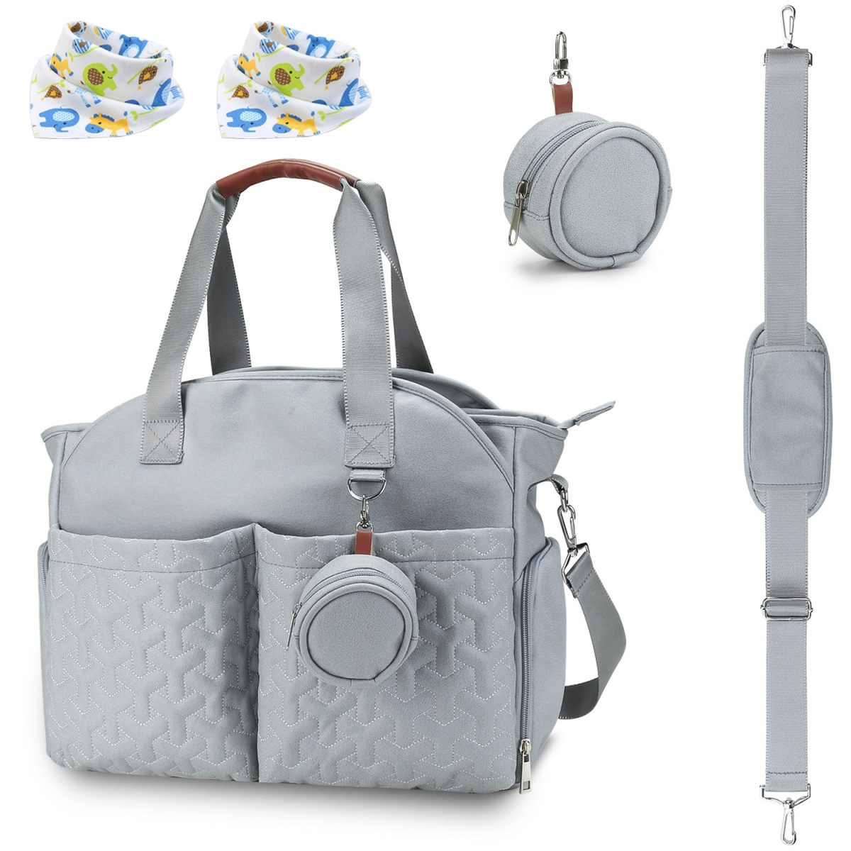 Breast Pump Bag Diaper Tote Bag with Detachable Shoulder Strap Side Pocket Free Baby Bibs Compatible with Spectra S1 S2 Medela, Light Blue -  Fresh Fab Finds, FFF-LightBlue-GPCT4165