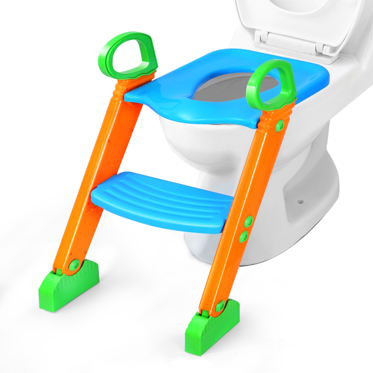 Picture of Fresh Fab Finds FFF-GPCT850 132 lbs Potty Training Toilet Seat with Steps Stool Ladder for Children Baby Foldable Splash Guard Trainer Chair&#44; Multi Color