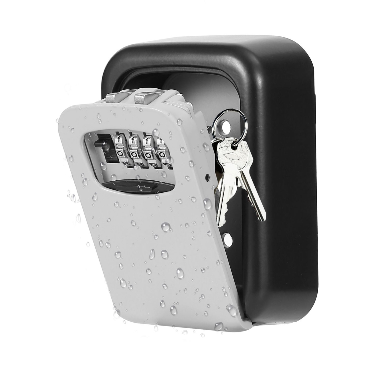 Picture of Fresh Fab Finds FFF-GPCT1525 Keys Storage Lock Box with 4 Digits Combination Resettable Codes Wall Mounted Outdoor Waterproof Cover&#44; Black