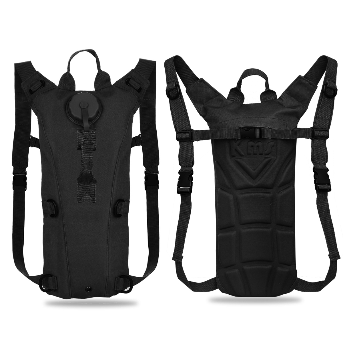 FFF-Black-GPCT1440 Tactical Hydration Pack 3L Water Bladder Adjustable Water Drink Backpack for Hiking, Black