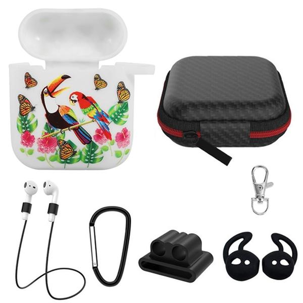 Picture of Fresh Fab Finds FFF-Parrot-GPCT2101 Silicone Case for Apple AirPod 1 2 AirPods Protective Cover Skin with Strap Ear Hooks Watch Band Holder&#44; Multi Color
