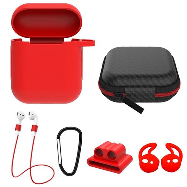 Picture of Fresh Fab Finds FFF-Red-GPCT2101 Silicone Case for Apple AirPod 1 2 AirPods Protective Cover Skin with Strap Ear Hooks Watch Band Holder&#44; Red