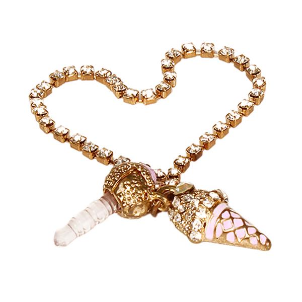Picture of Fresh Fab Finds FFF-Pink-GPCT416 Luxury Crystal Diamond Icecream Dust Cap Pendant&#44; Pink