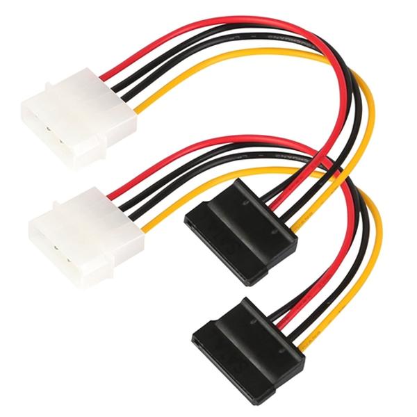 4 Pin Male to 15 Pin Female Data Cable Adapter Converter Hard Drive Cable, Multi Color - Pack of 2
