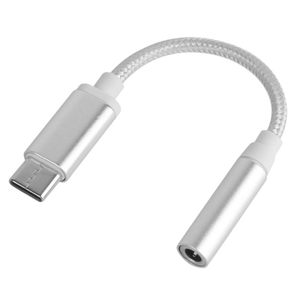 Picture of Fresh Fab Finds FFF-Silver-GPCT3718 USB-C Type C Adapter Port to 3.5 mm Aux Audio Jack Earphone Headphone Cable Cord&#44; Silver