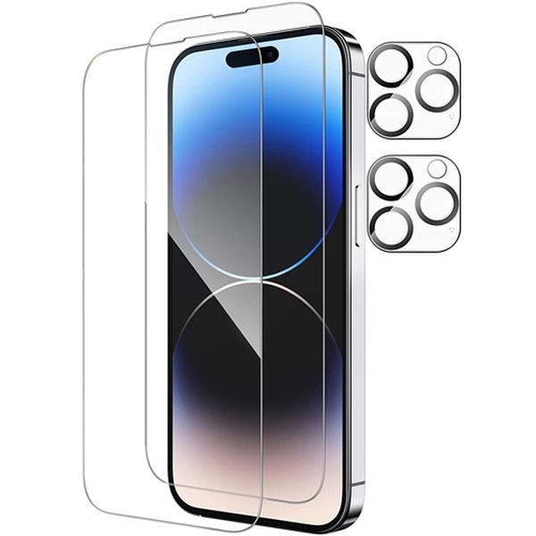 Picture of Fresh Fab Finds FFF-13Pro-GPCT3916 HD Clear Screen Protectors&#44; Camera Len Protectors & Tempered Glass Film Full Coverage Screen Protector Set for IOS Phone 14&#44; 14Plus&#44; 14Pro - 2 Piece