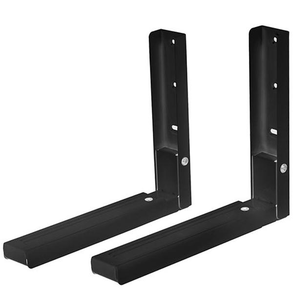 FFF-Black-GPCT1558 Microwave Brackets Adjustable Wall Mount Shelf Heavy Duty Carbon Steel Wall Microwave Cradle, Black - 2 Piece