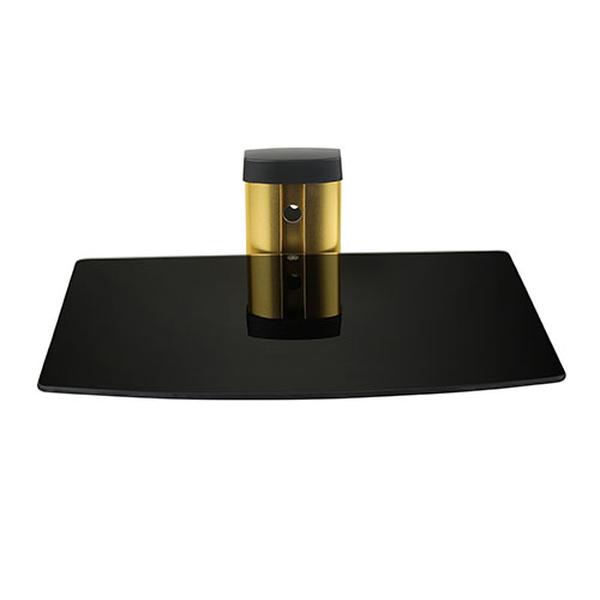 Floating Wall Mounted Strengthened Tempered Glass Shelf for DVD Cable Boxes, Black