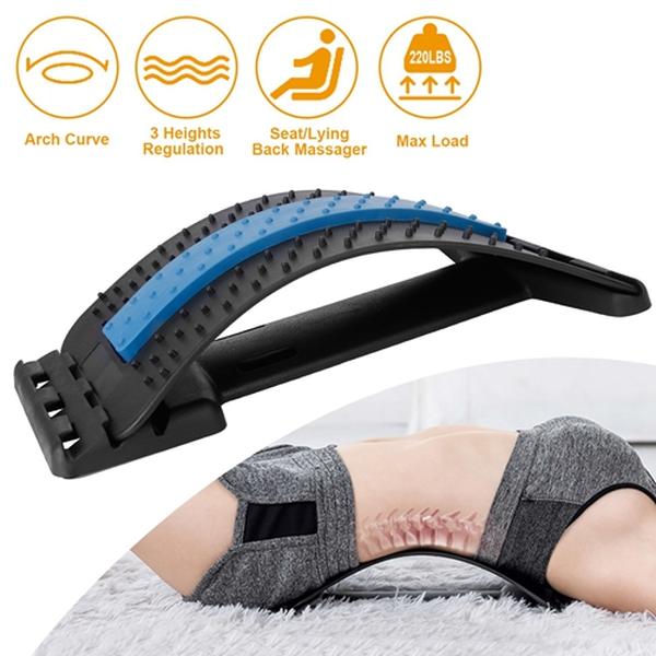 Picture of Fresh Fab Finds FFF-GPCT2466 Multi Color-Level Lumbar Spinal Support Stretcher Herniated Disc Upper Lower Back Pain Relief Back Massage Stretching Device&#44; Black