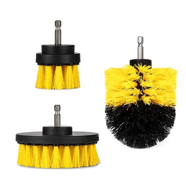 Picture of Fresh Fab Finds FFF-Yellow-GPCT1276 Drill Brush Power Scrubber Cleaning Brush Set&#44; Yellow - 3 Piece